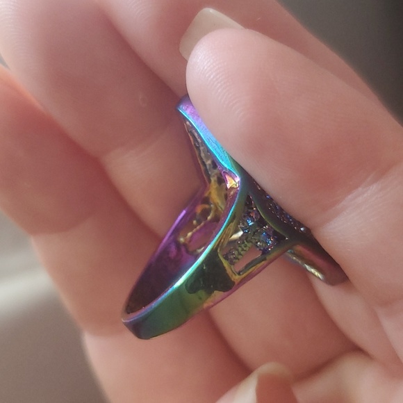 New Unique 18K Rainbow Hematite Statement Ring. - Picture 7 of 8